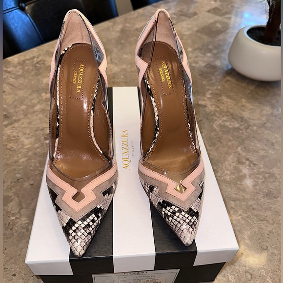 Aquazzura Frankie pump 105mm snake/suede/pvc size 38 - Picture 6 of 12